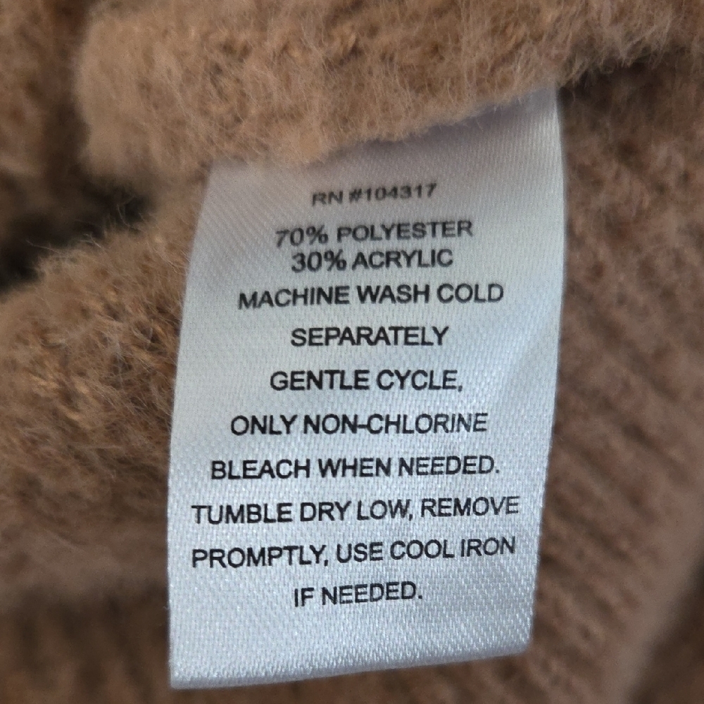 Planet Gold Super Soft & Comfy Women's V-Neck Tan Sweater - Picture 3 of 6